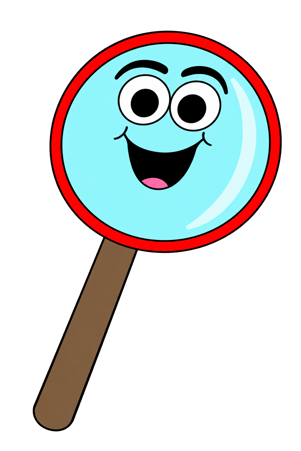 A smiling magnifying glass